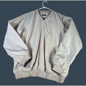Izod Golf Beige Cream Windbreaker Jacket Men's Sz M Lightweight Lined Pullover